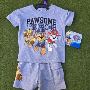 Nickelodeon PAW Patrol Boys 2 Piece Outfit Set Gray 12M T-Shirt Shorts